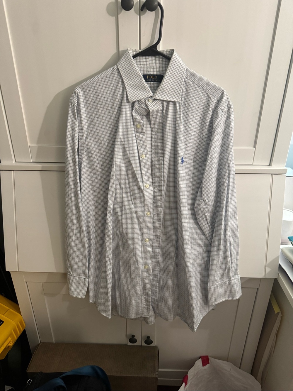 Ralph Lauren White and Blue Mini-Check Dress Shirt